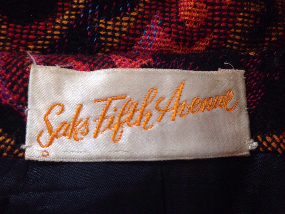 Vtg 70s Saks Fifth Ave Pewter Button Military Brocade USA Union Made Coat S-M
