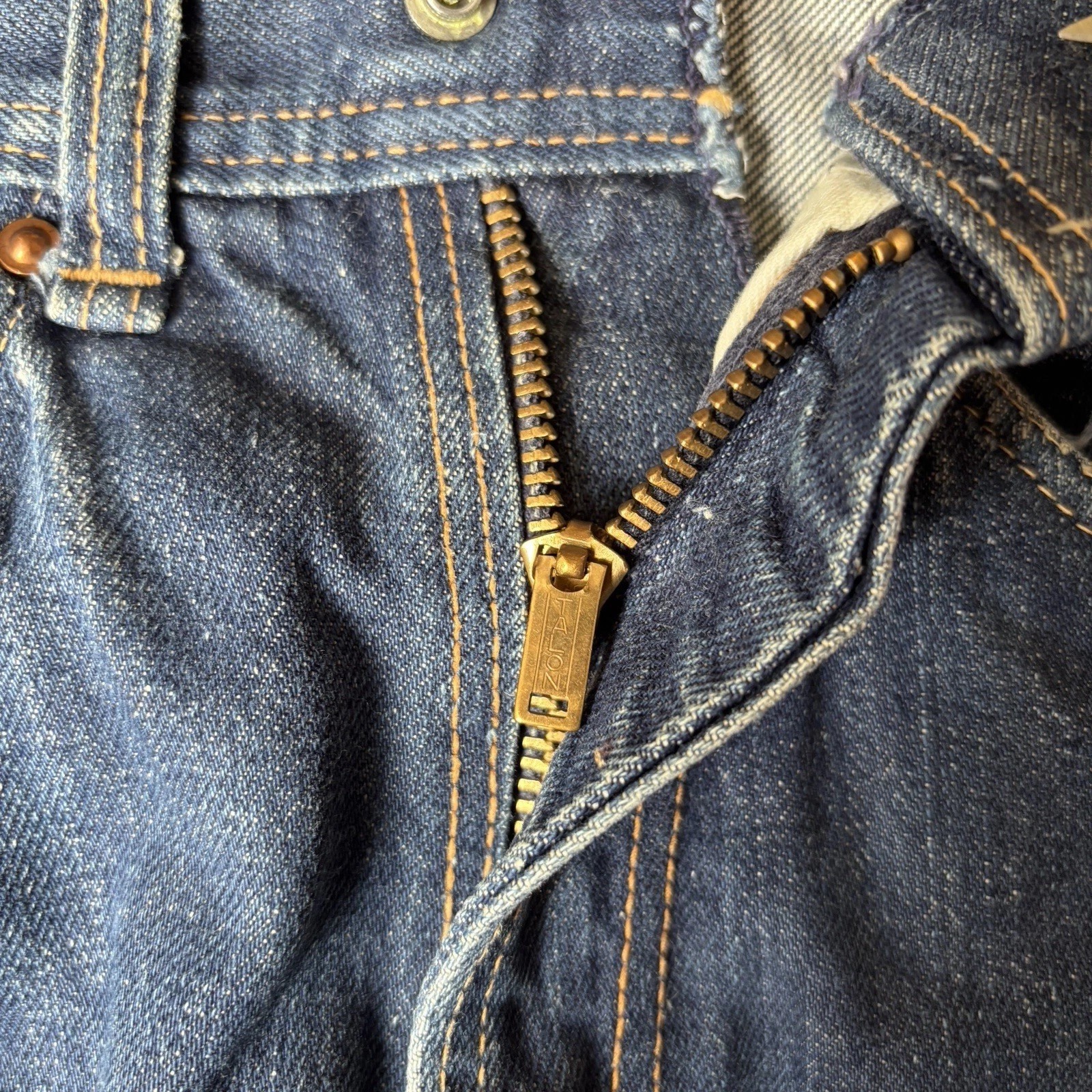 1950s Vintage Farah Of Texas Dark Selvedge Jeans Talon Zip USA Sanforized 23×29