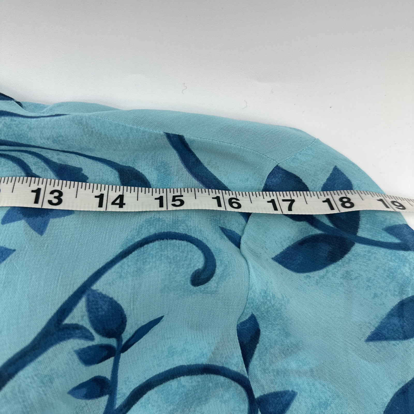 Vtg C.M Shapes Blue Floral Pattern Skirt And Button Down Sheer Top Size 14