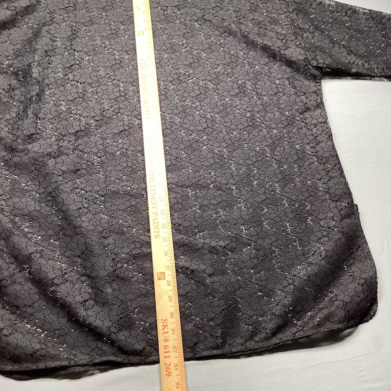 Vintage Kathleen For Sweet Herb Sheer Black Lace Tunic One Size Made in USA