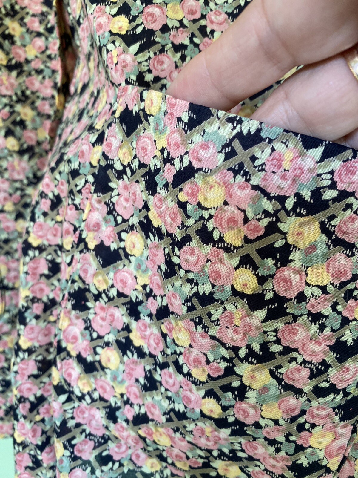 Vtg 1970 Liberty of London Blouse Pockets Pewter Rabbit Buttons RARE