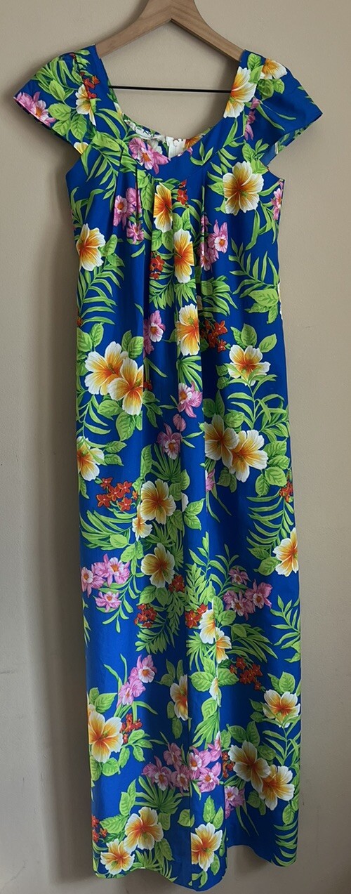 Hawaiian Dress Ritz Honolulu Vintage 1970s Maxi Mod Floral Muumuu Size XS Small
