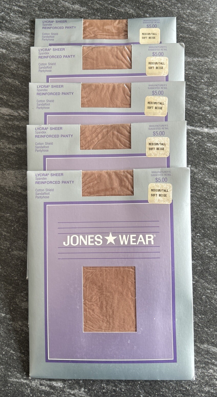 Jones wear pantyhose medium Tall reinforced panty Sandlefoot Soft Beige Vintage