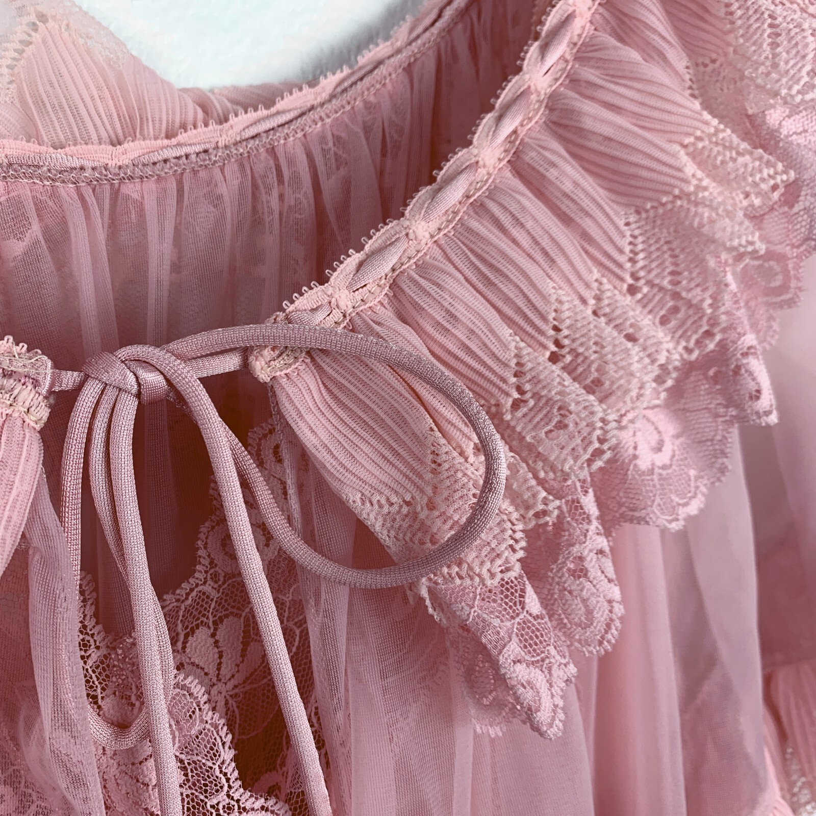 Vintage Jenelle of California Pink Sheer Nightgown Chiffon Nylon Tricot Robe Set