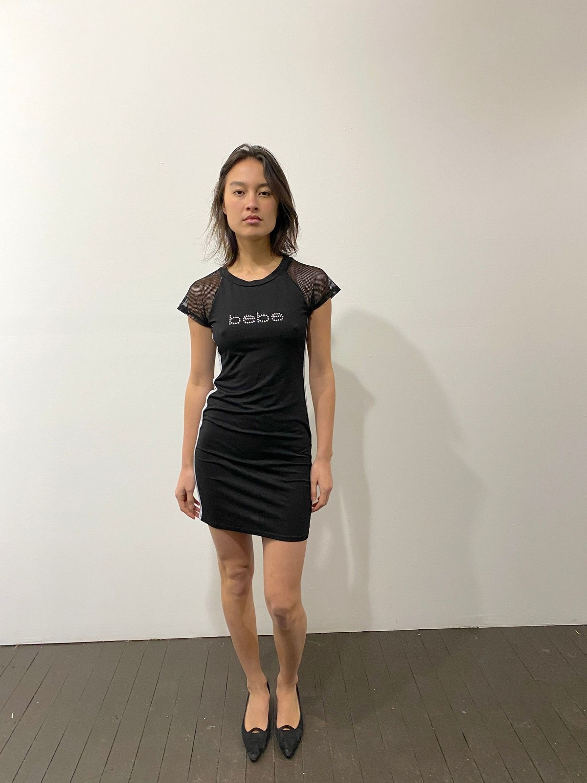 Y2K Bebe Mini Dress: Vintage Sporty Bandage Bodycon