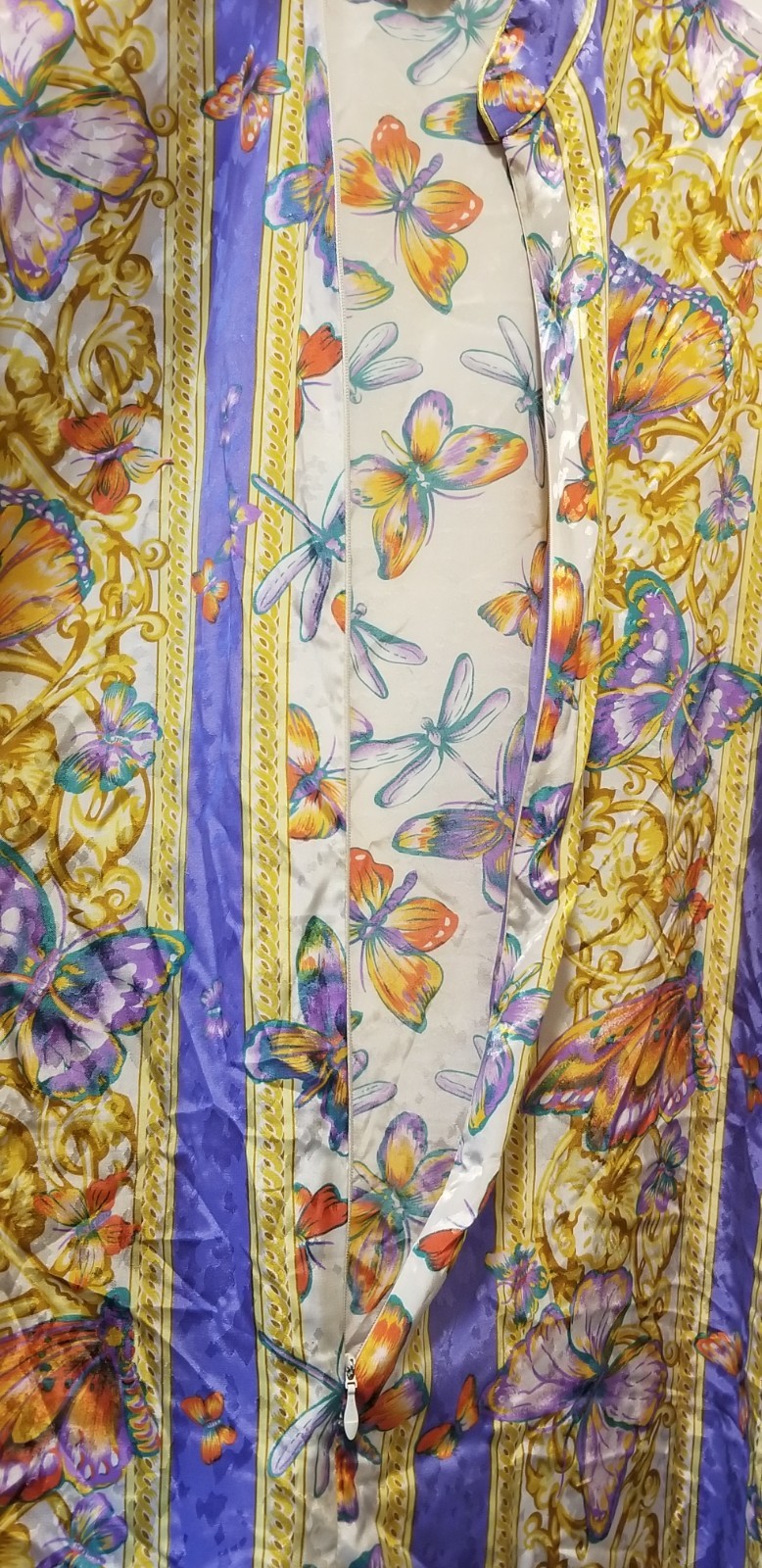 Vintage Ruth Norman New York Caftan Housecoat Dress Pullover Floral Butterfly L