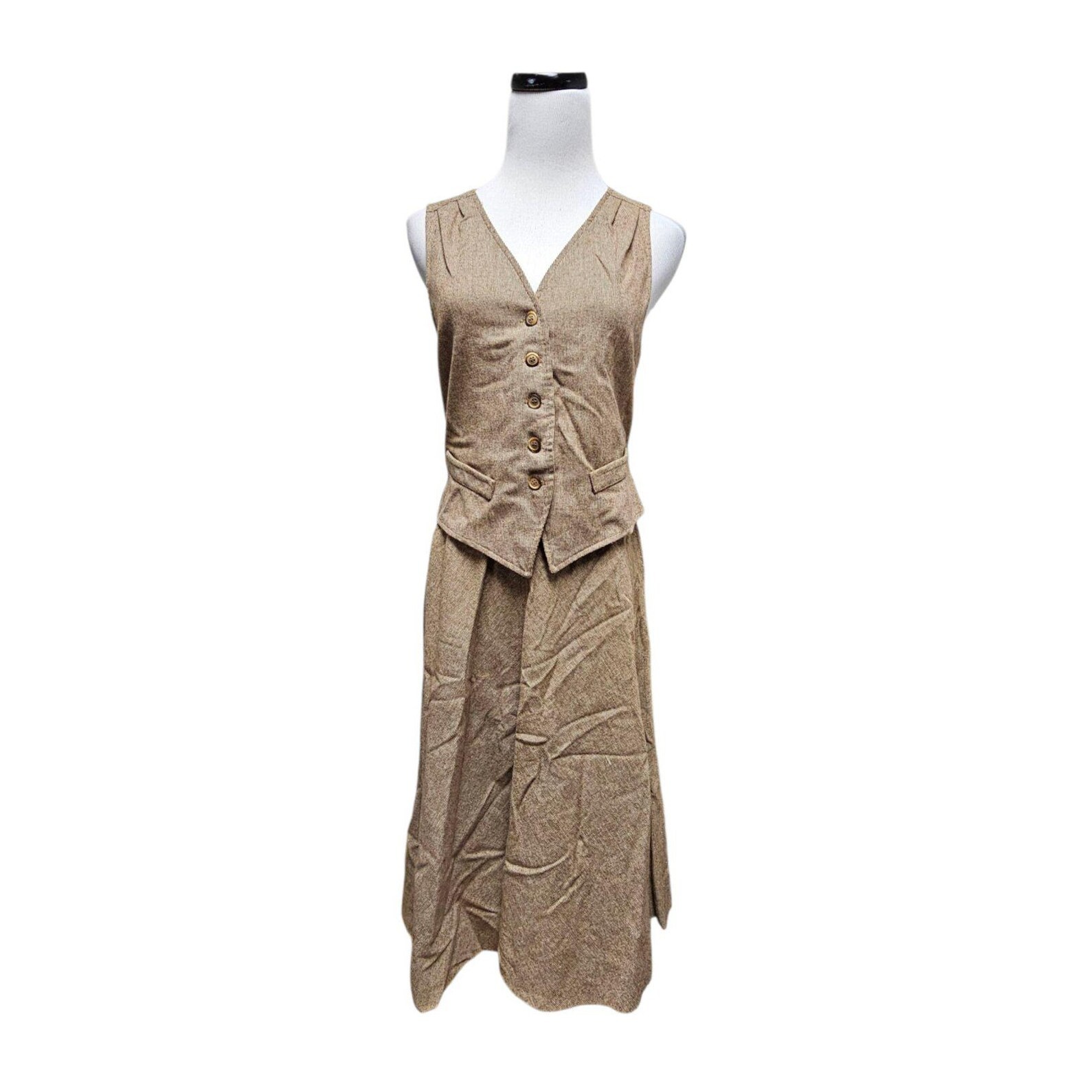 VTG 50s-60s College Town wool blend Vest and Skirt Set . size 11 / 12 Union Made