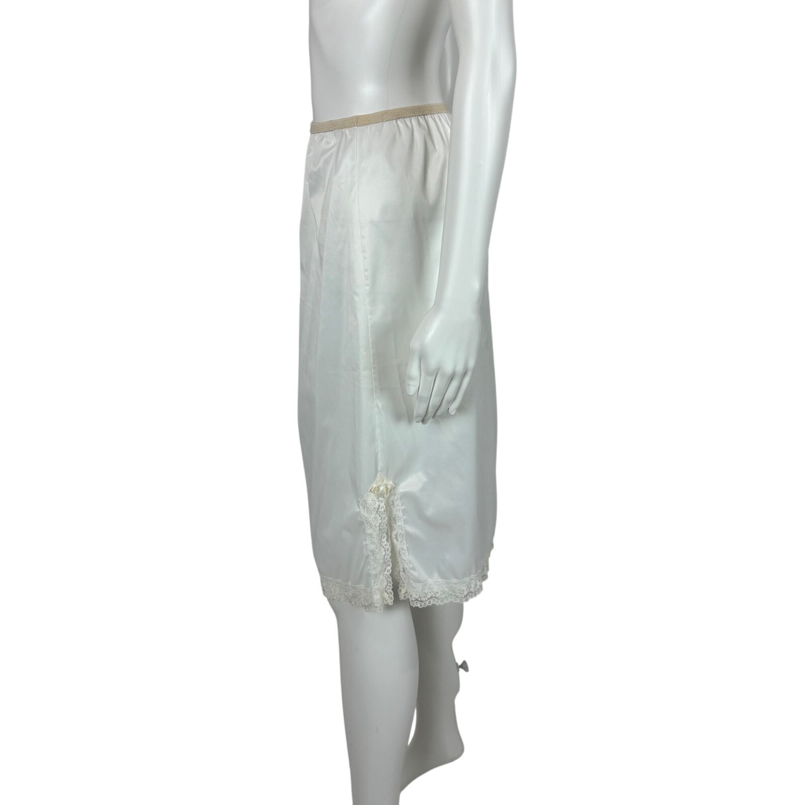 Vintage Half Slip Women’s Small White Lingerie Skirt Lace Side Slit Monsanto