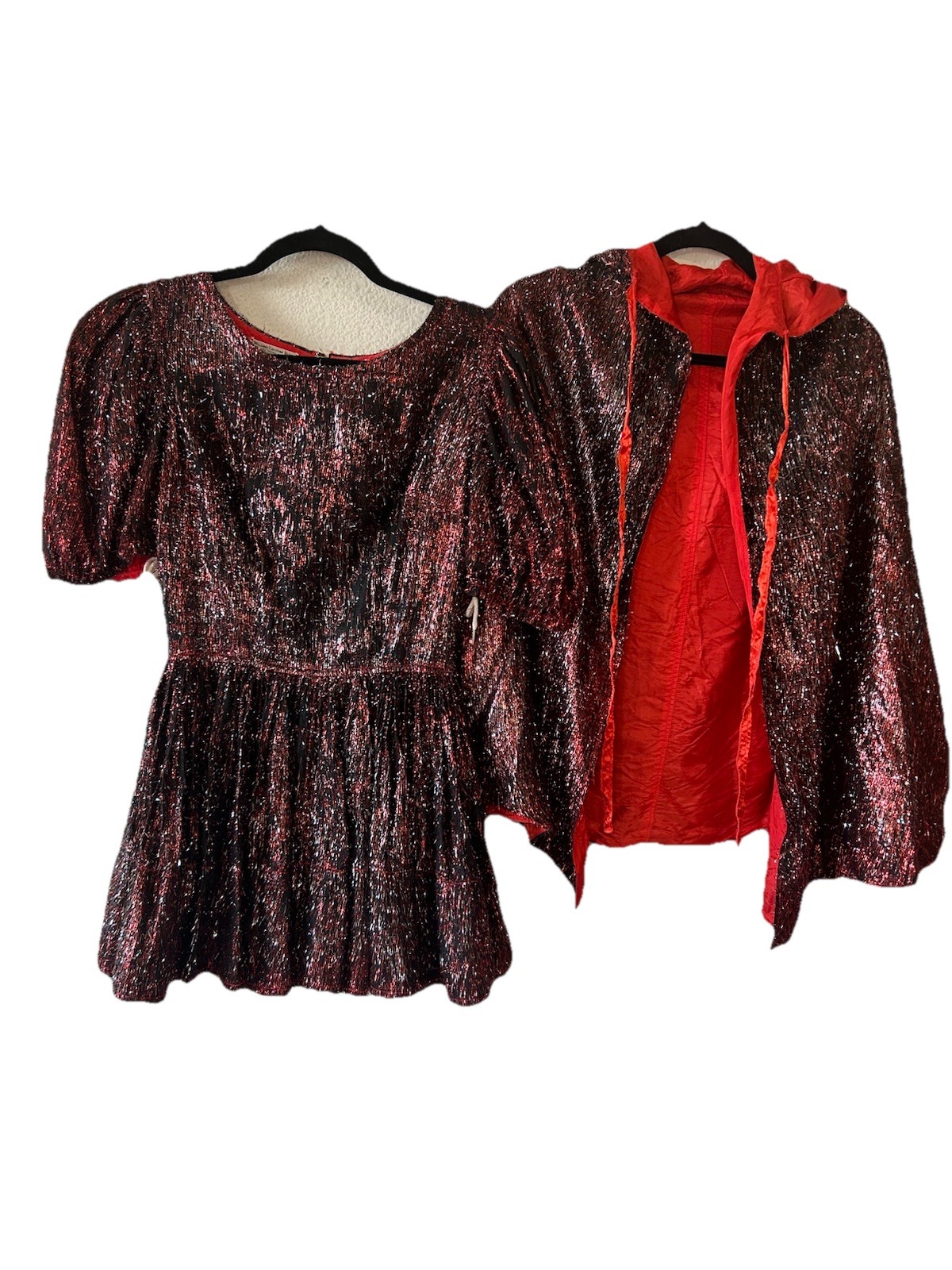 Vintage Williams Costume Metallic Mini Dress Cape Set XS/S Showgirl Burlesque