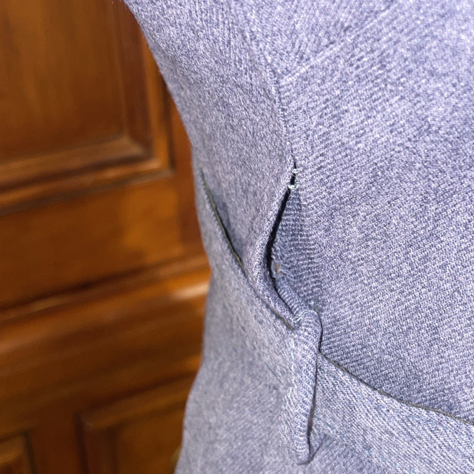 Vtg 30s 40s 50s Chambray Denim Gabardine House Dress M Striped Knit Collar Belt