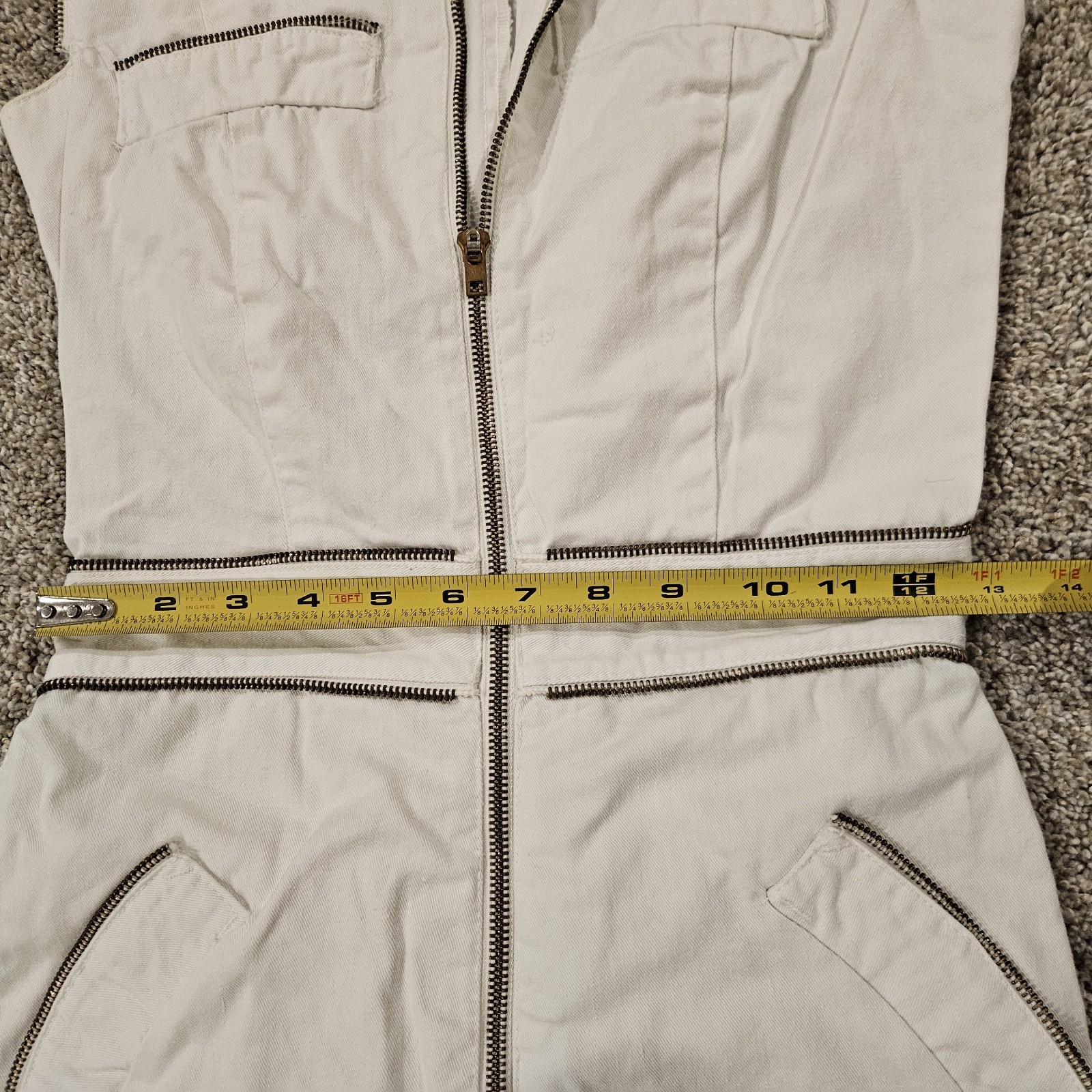 RARE Vintage 1970s Victory 1 Women’s White Denim Jumpsuit Size S/M TALON ZIPPER