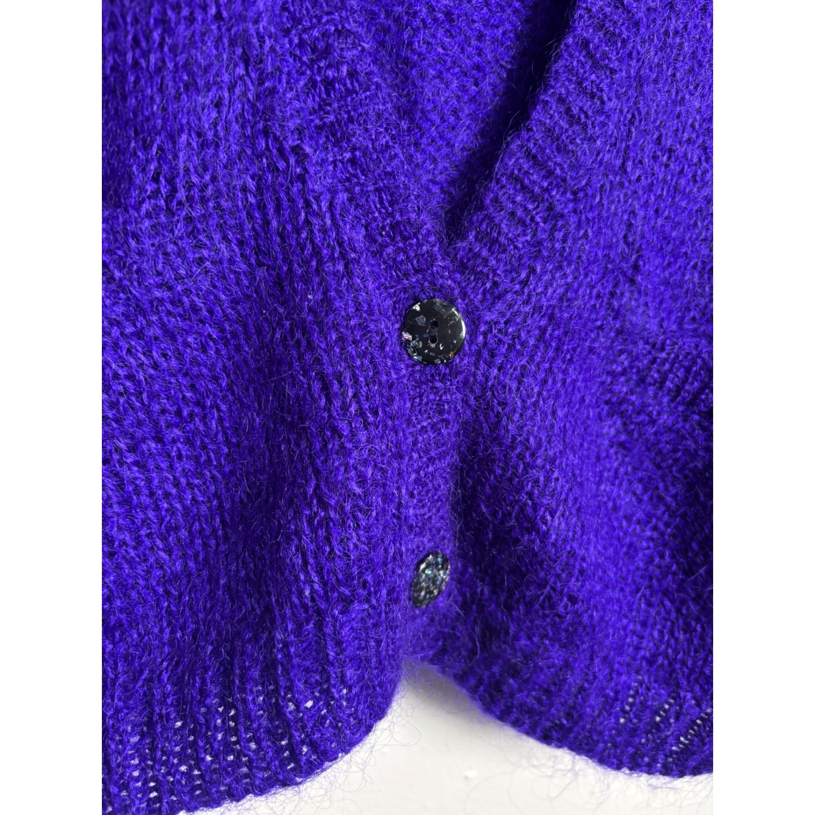 Vintage Mohair Blend Cardigan Sweater Women’s Medium Purple Hong Kong Cropped