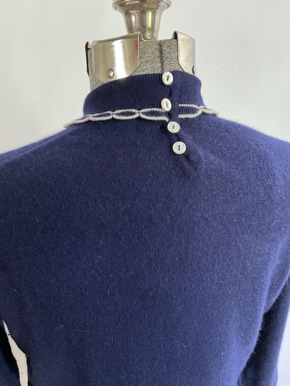 Vintage 1950’s Ballantyne Navy Cashmere Intarsia Sweater