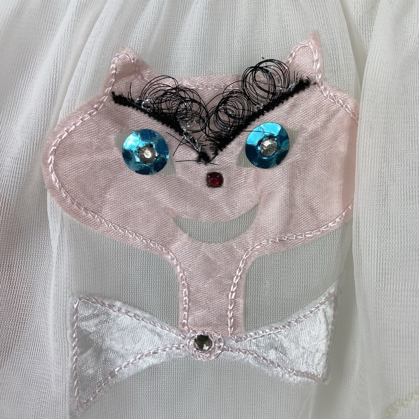 Vtg Custom Cat Appliqué Dutchess Double Layer Nylon Panties Sz M Sheer 50s 60s ?