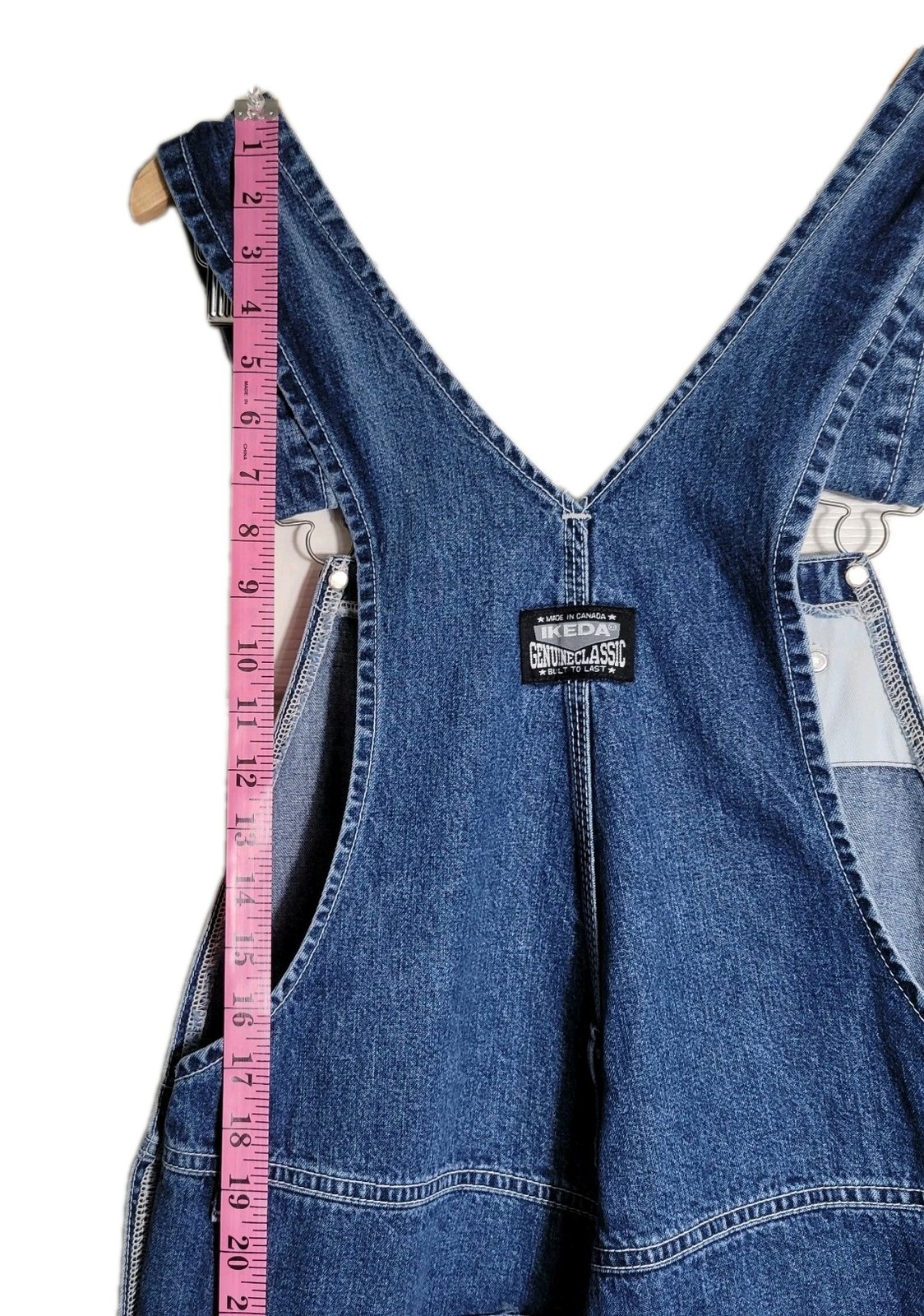 Vintage Ikeda Carpenter Wide Leg Denim Bib Overalls Size Large 90’s Medium Wash
