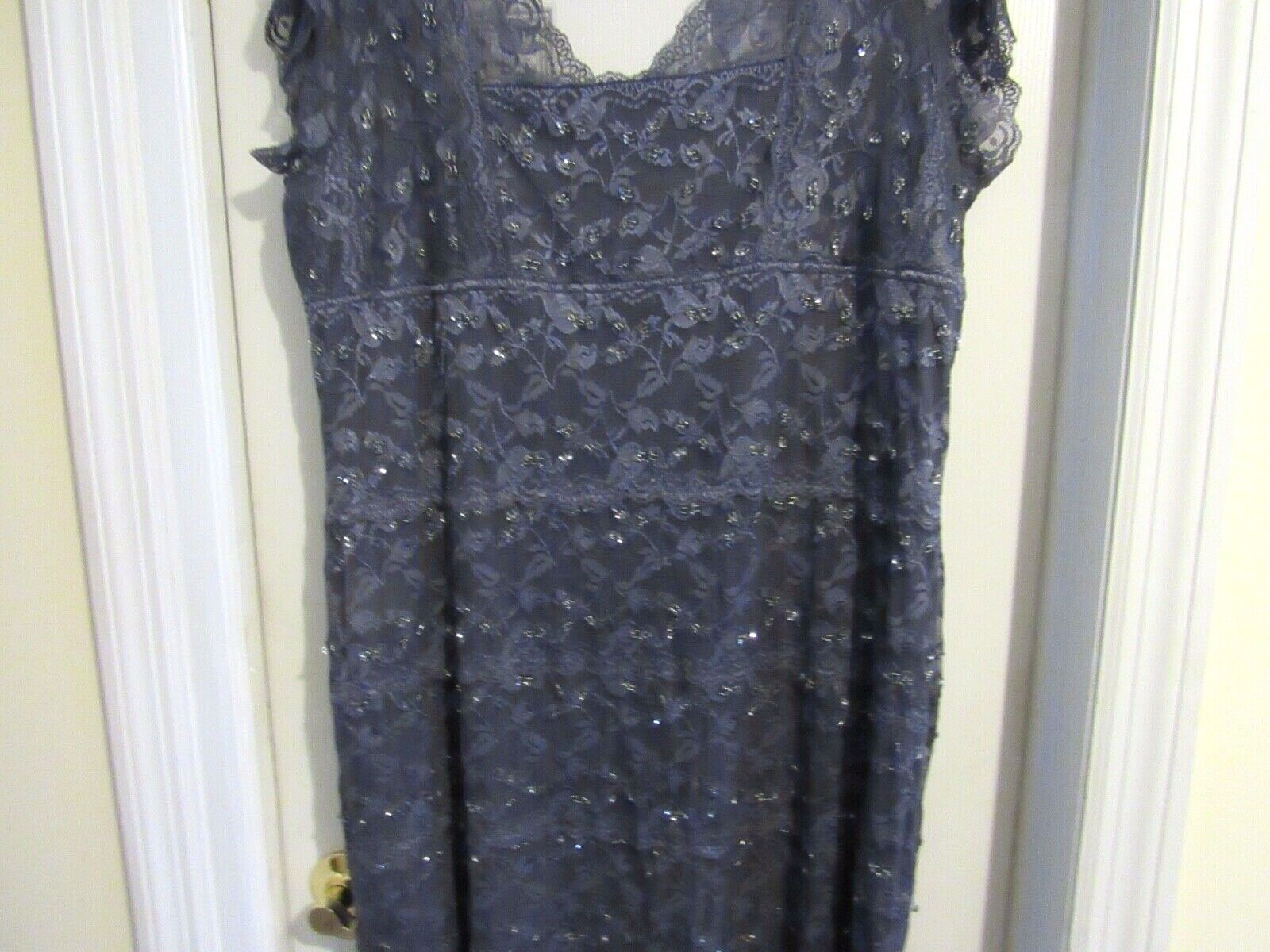 Onyx Nite Womens 18W Dress Evening Party Stretch Sparkle Lace Lined Cap Sleeve
