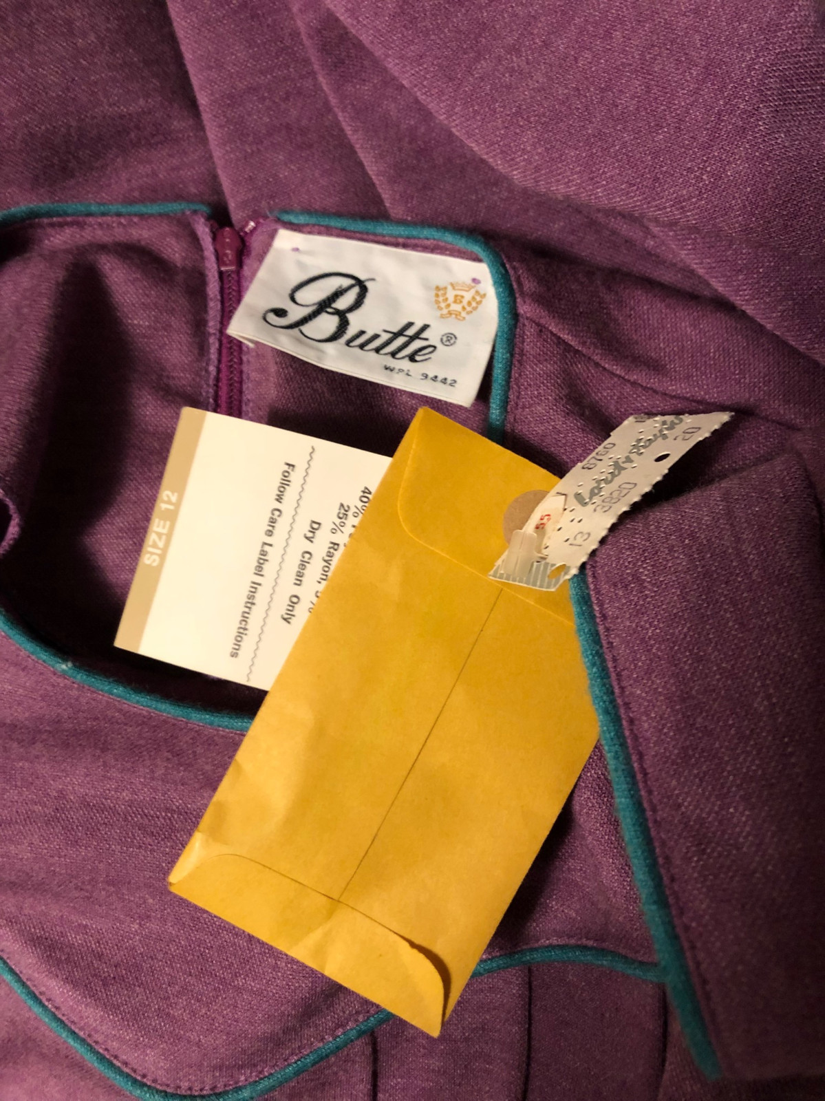 vtg BUTTE 70s 80s Wool Blend Dress Sz 12 Magenta Removable Belt NWT Deadstock