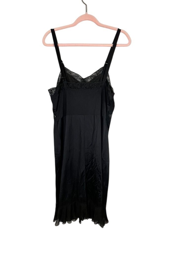 Vintage Floral Lace Lingerie Slip Dress Black 38 Retro Festive Sexy Feminine 60s