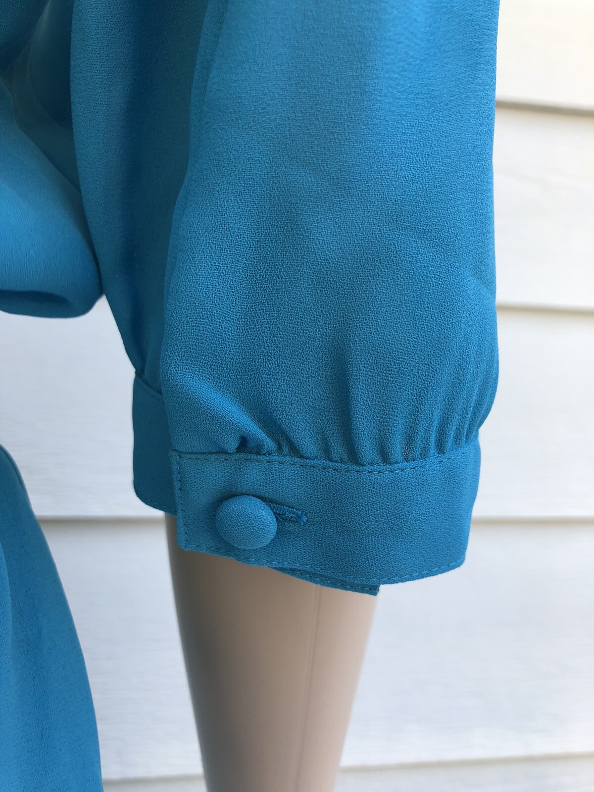 Vtg Billy Jack for Her 11/12 Blue Floral Embroidered Blouson Sheer Belted Dress