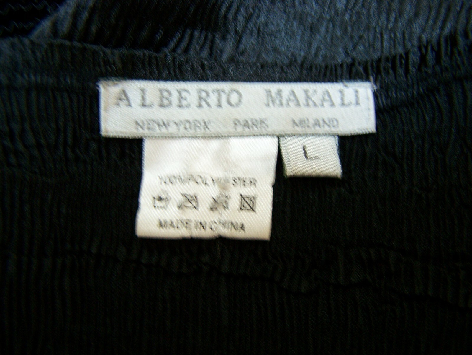 ALBERTO MAKALI 2 PIECE BLACK JACKET SHELL SET KRINKLE POLYESTER BLEND LARGE L