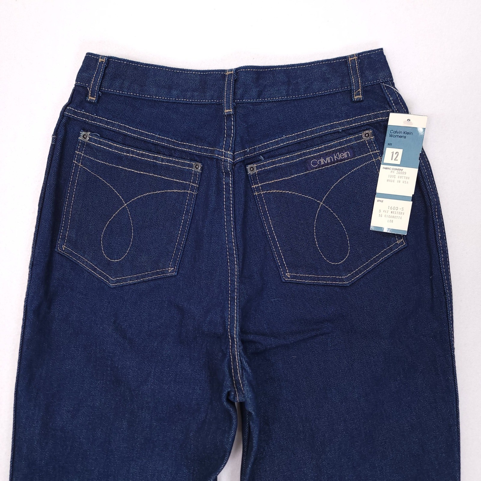 Deadstock Calvin Klein Womens High Waist Cigarette Leg Jeans Dark Wash USA 12