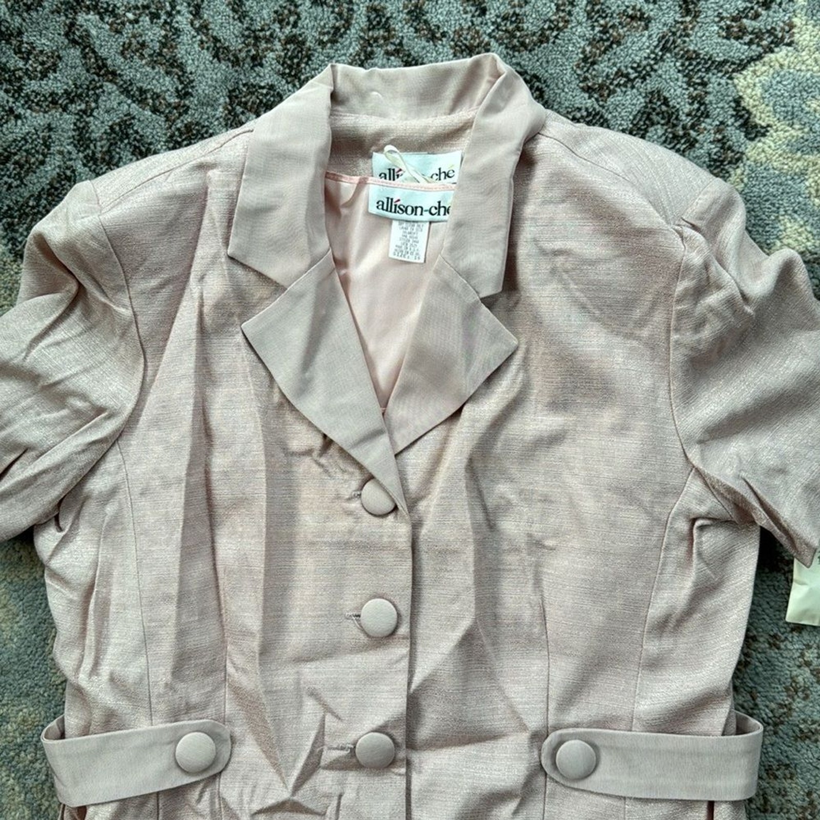 Vintage Allison-Che Blazer Dress Two Piece Set Pink 16