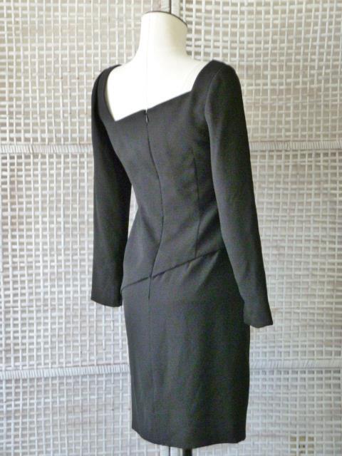 Vtg Designer WILLIAM TRAVILLA Black Mod Asymmetric 2-Layer Cocktail Dress~6=S