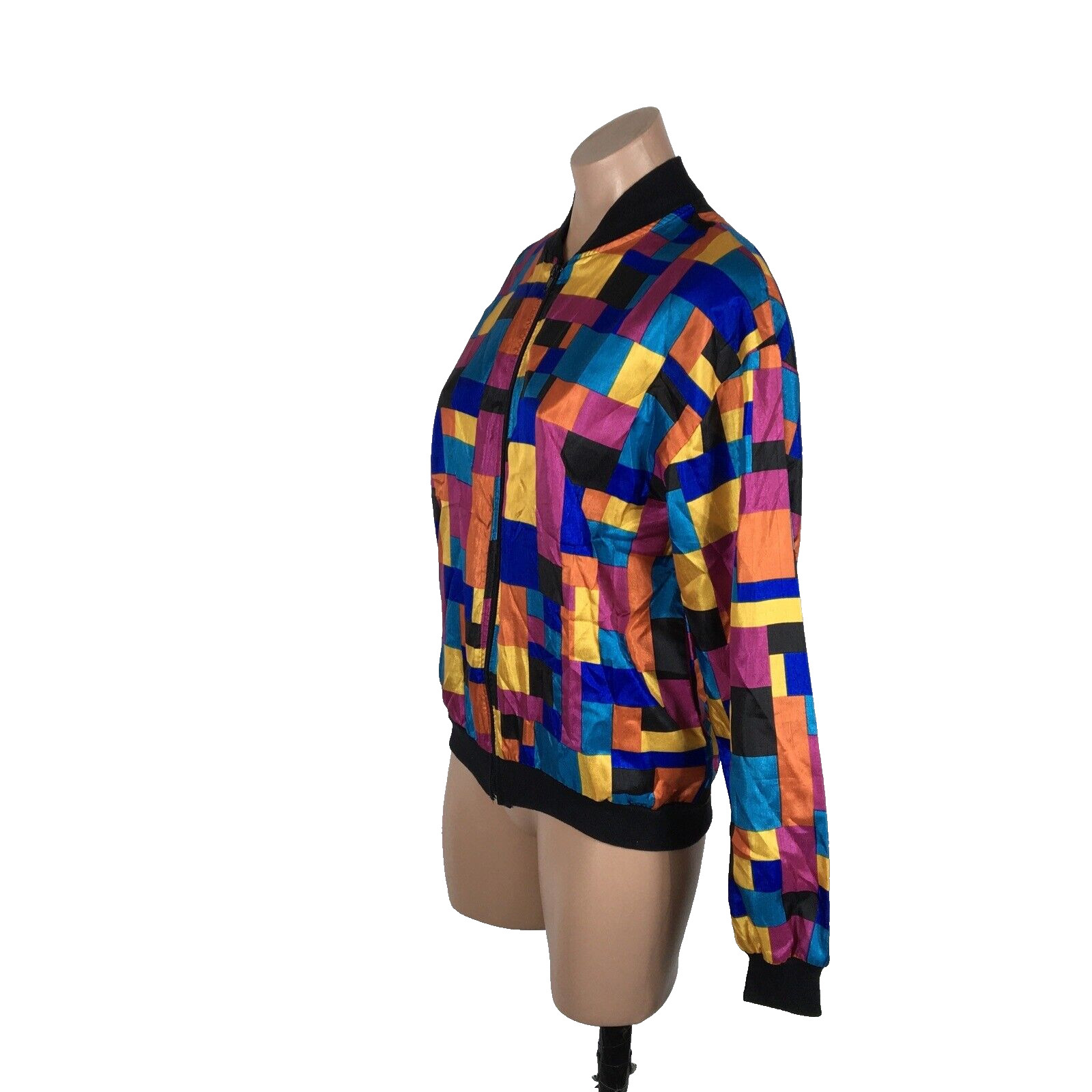 Vintage IMPRESSIONS OF CALIFORNIA All Over Print sz 6 zip Bomber Jacket Neon