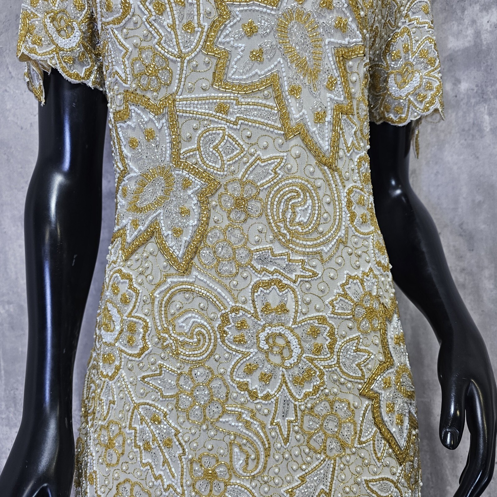 Vintage 80s Naheem Khan Riazee Nights CACHE Heavy Beaded Formal Cocktail Dress