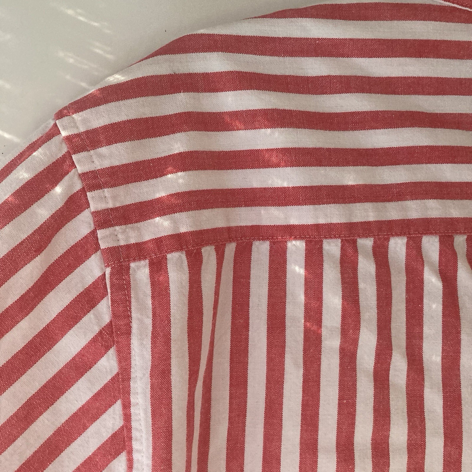 VTG Eddie Bauer Red Striped Short Sleeve Shirt Womens Med Preppy Quiet Luxury