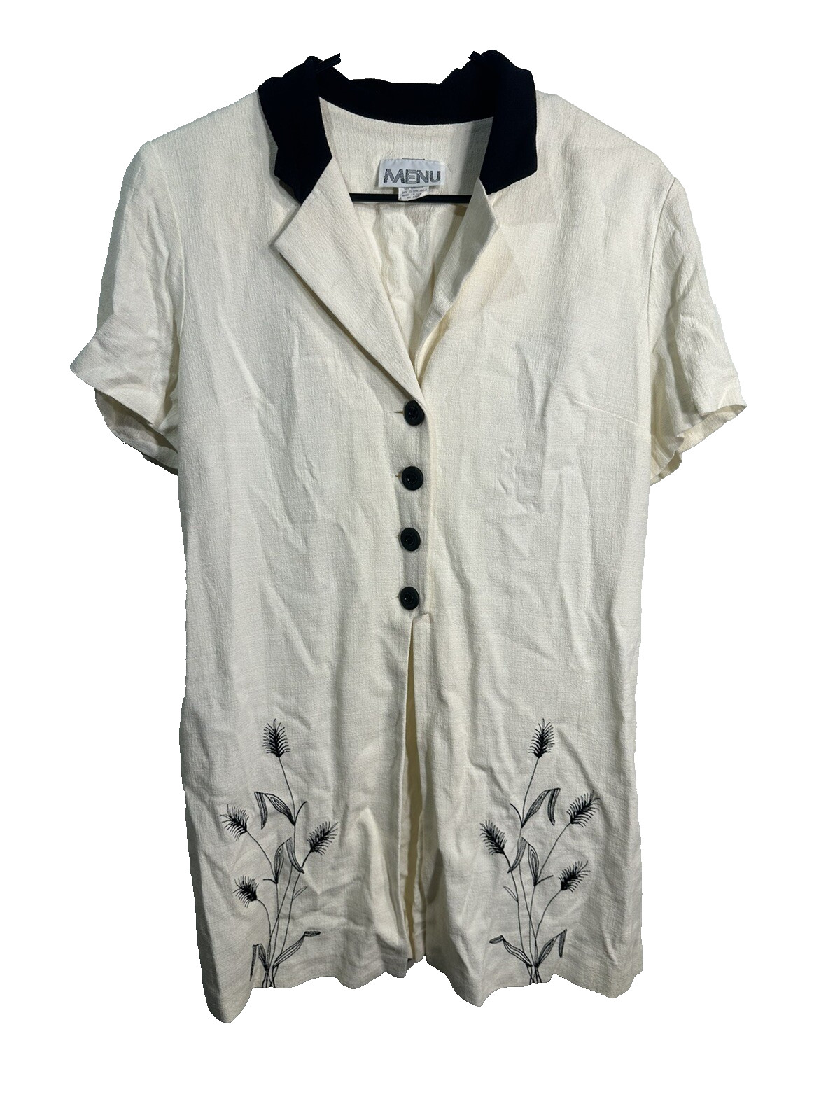 MENU womens vintage over jacket short sleeve white black size 10