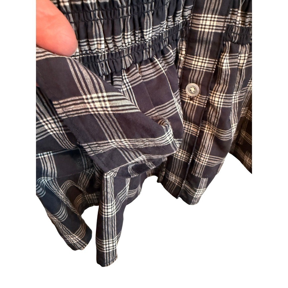Veronica Beard Jeans Plaid Shirred Smocked Mini Shirt Dress Size XS Western