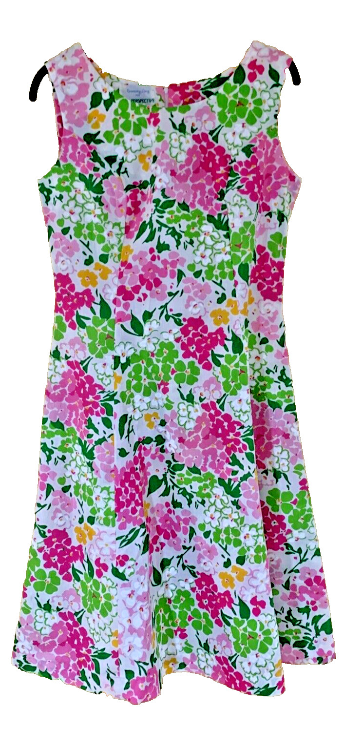 New! VTG Rosemary Long For New Perspective Dress 1960s Spring Flowers Size 14
