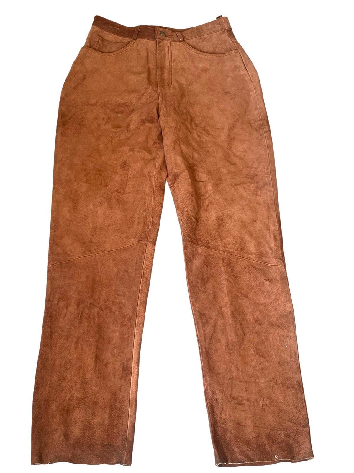 vtg 90’s Lew Magram Orange Brown High Rise Suede Pants Size 10 Western Boho