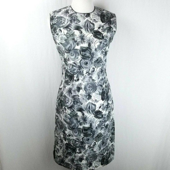 Vintage Sydney Honolulu Aloha Grey Hawaiian Dress Floral Print 50s 60s Size 12