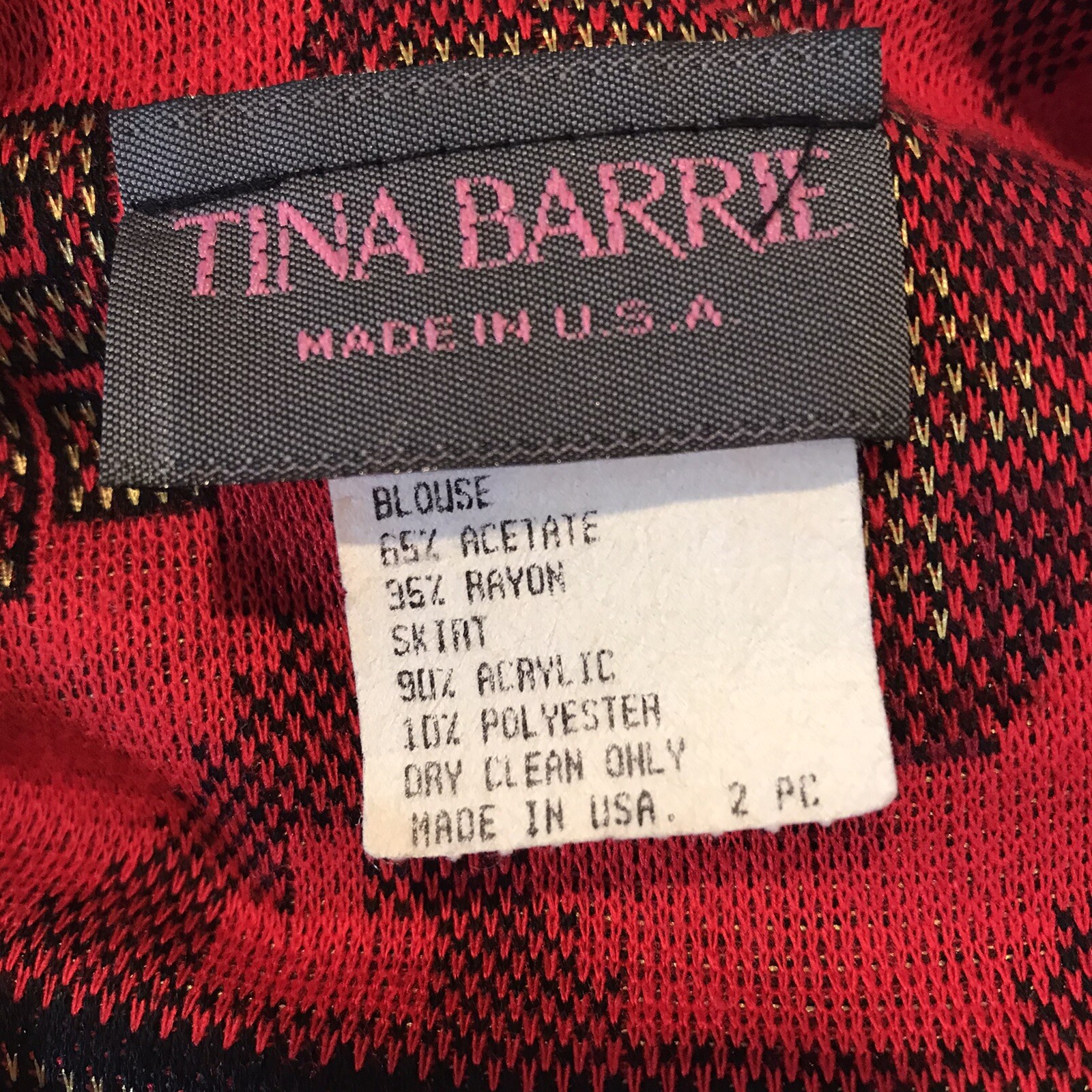 Vtg Tina Barrie Womens Tunic Skirt Set 2 Pc Built in Blouse Made in USA Size 12