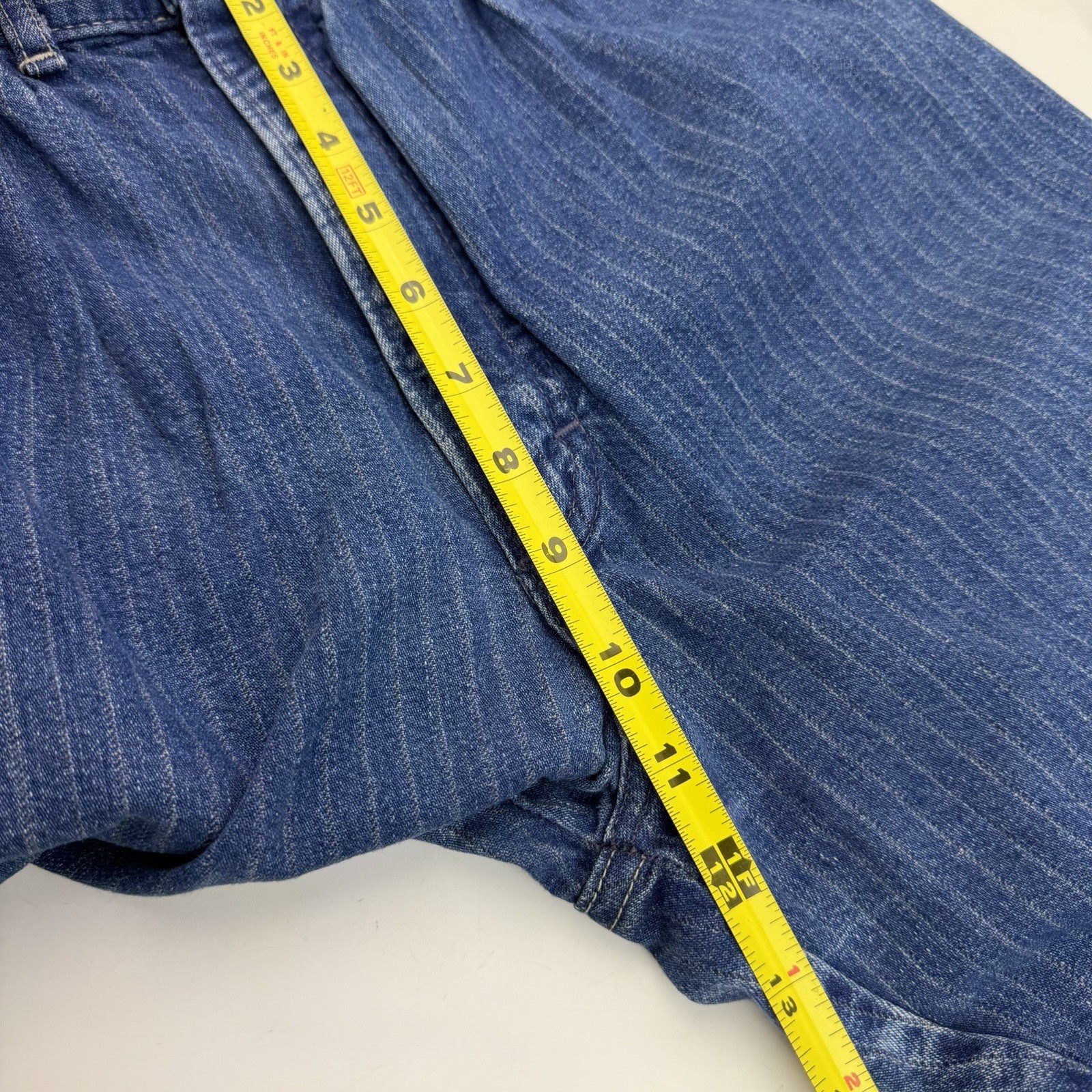 Vtg 80s Lee High Waist White Pinstripe Denim Mom Jean Tapered Pleated Barrel 7