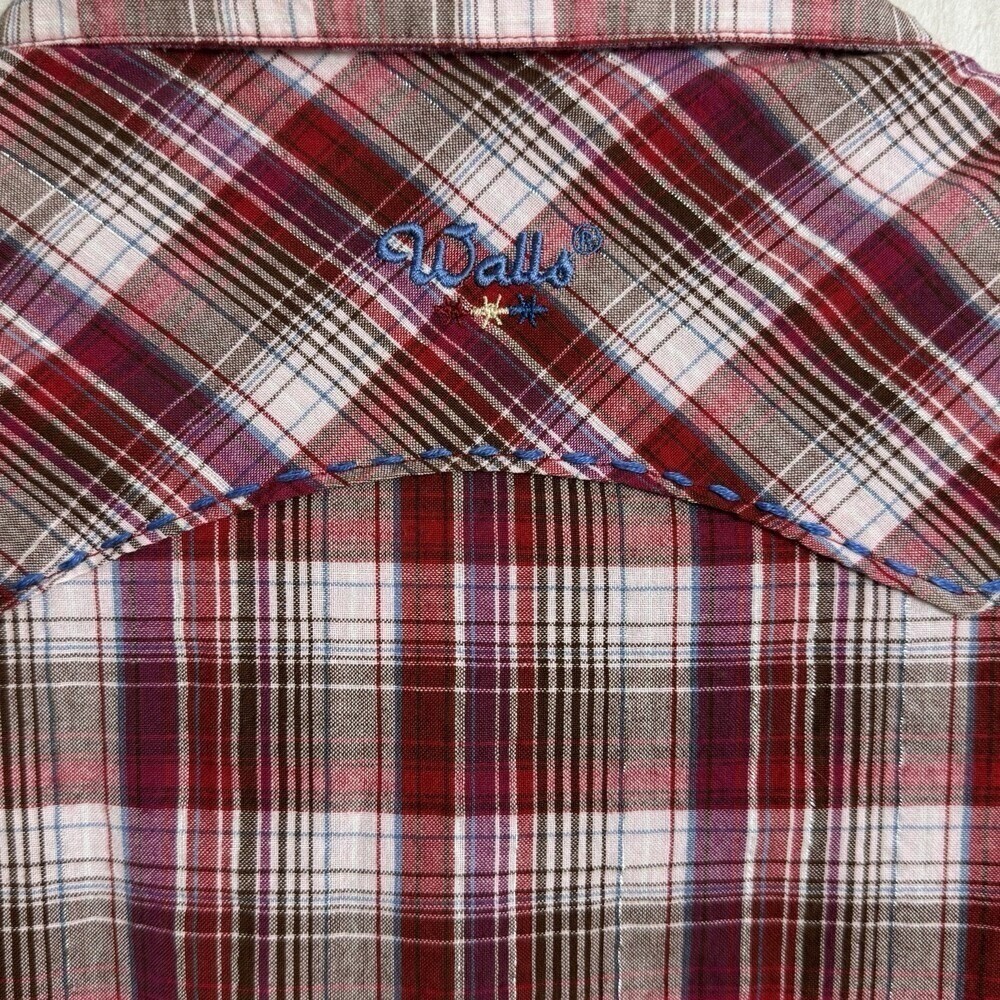 Walls VTG Ranch Wear Western Shirt Womens Cowgirl Pearl Snap Up Red Rodeo M