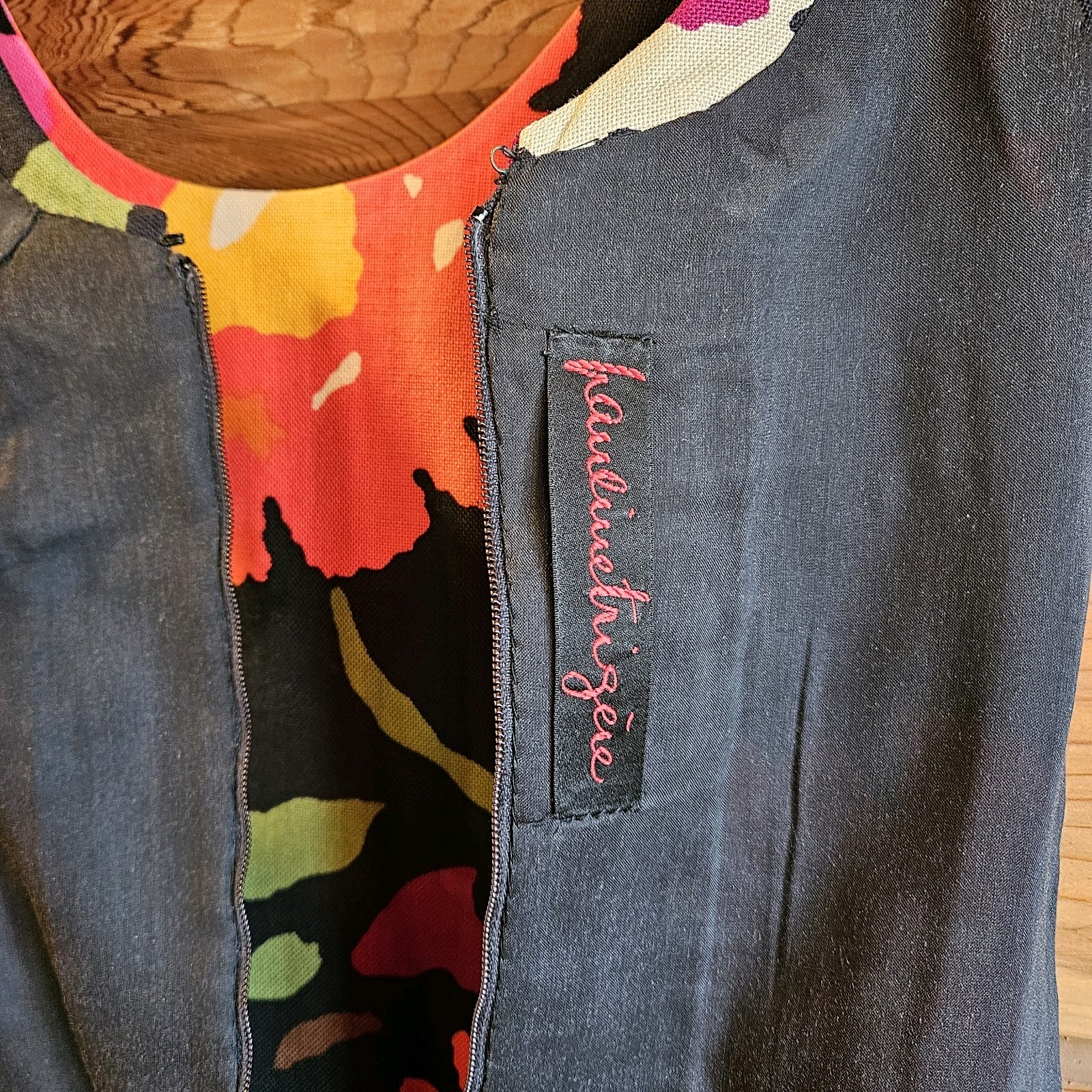 VINTAGE PAULINE TRIGERE MATCHING JACKET AND DRESS BLACK BRIGHT FLORAL SIZE 12