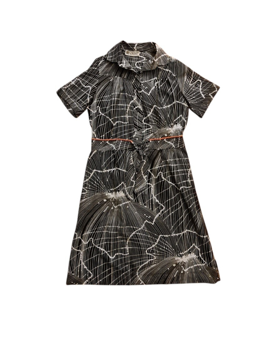 LANVIN Shirt Dress 14 Size L Midi Womens 70s Vintage Preloved Fashion Retro MCM