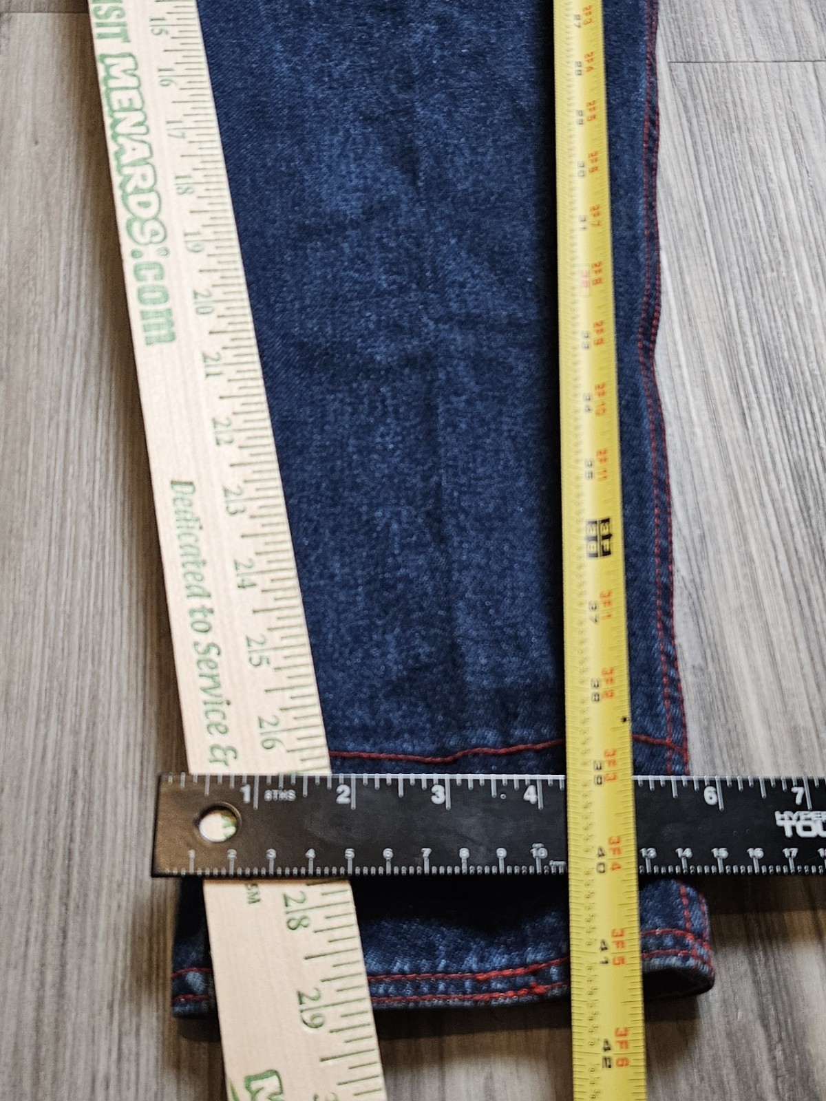 80s VTG Gitano Womens Blue Denim Red Stitching Tribal Accent Cuffs/Pockets Y2K