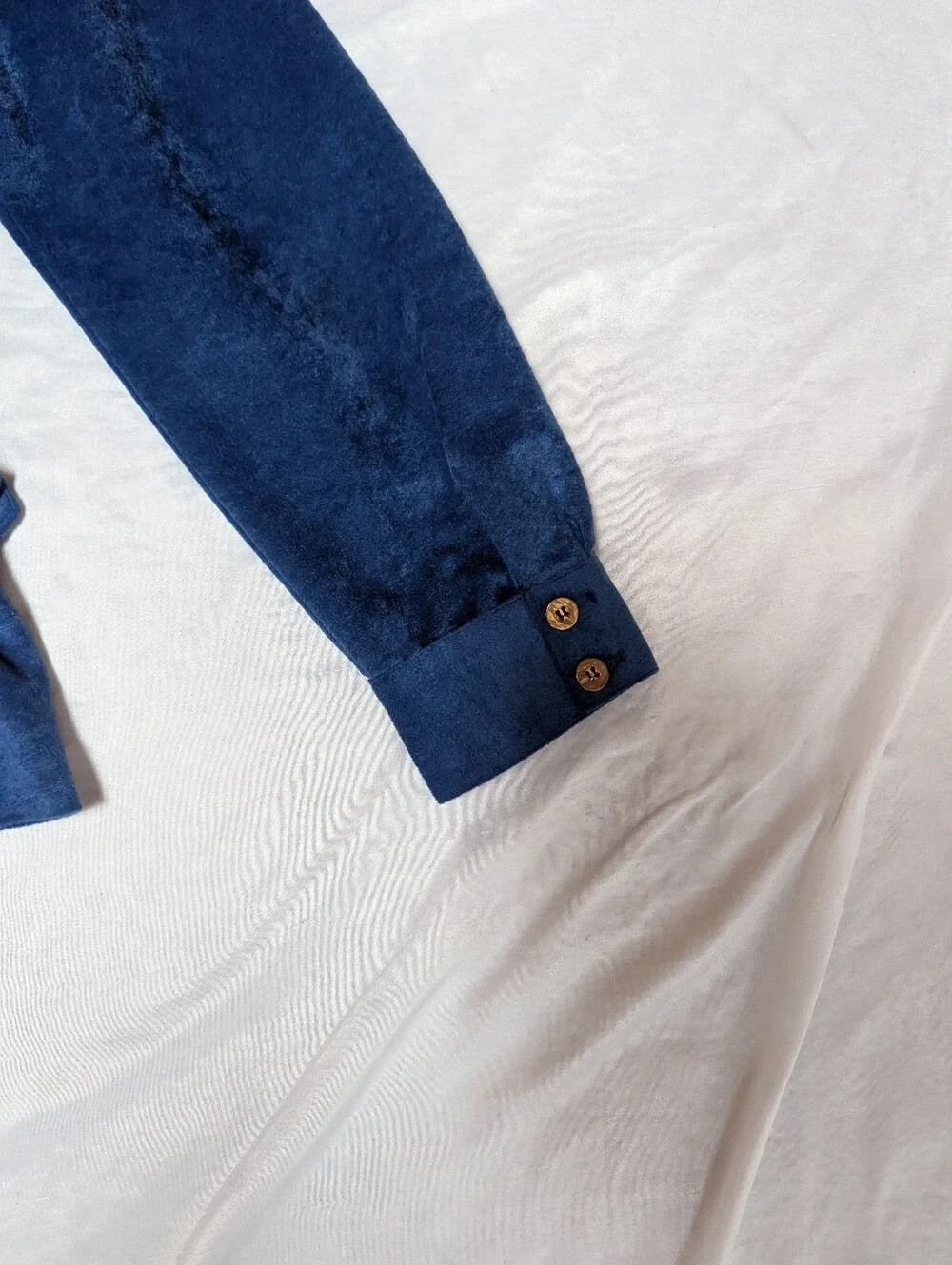 Vintage 70’s Button Front Blue Velour Dress & Jacket Anjac By Marc Needleman