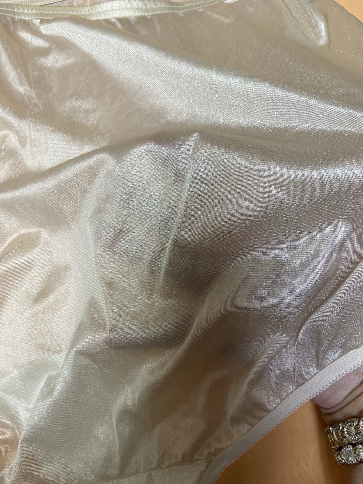 Vanity Fair Vintage Ivory Sheer Sexy Silky Sissy Granny Satin Panties Size 8
