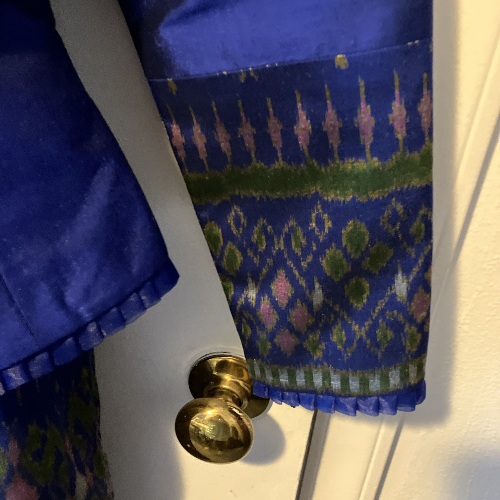 SAPPHIRE/ GOLD Traditional Evening Custom Silk Thai Formal Dress Jacket Suit 2P