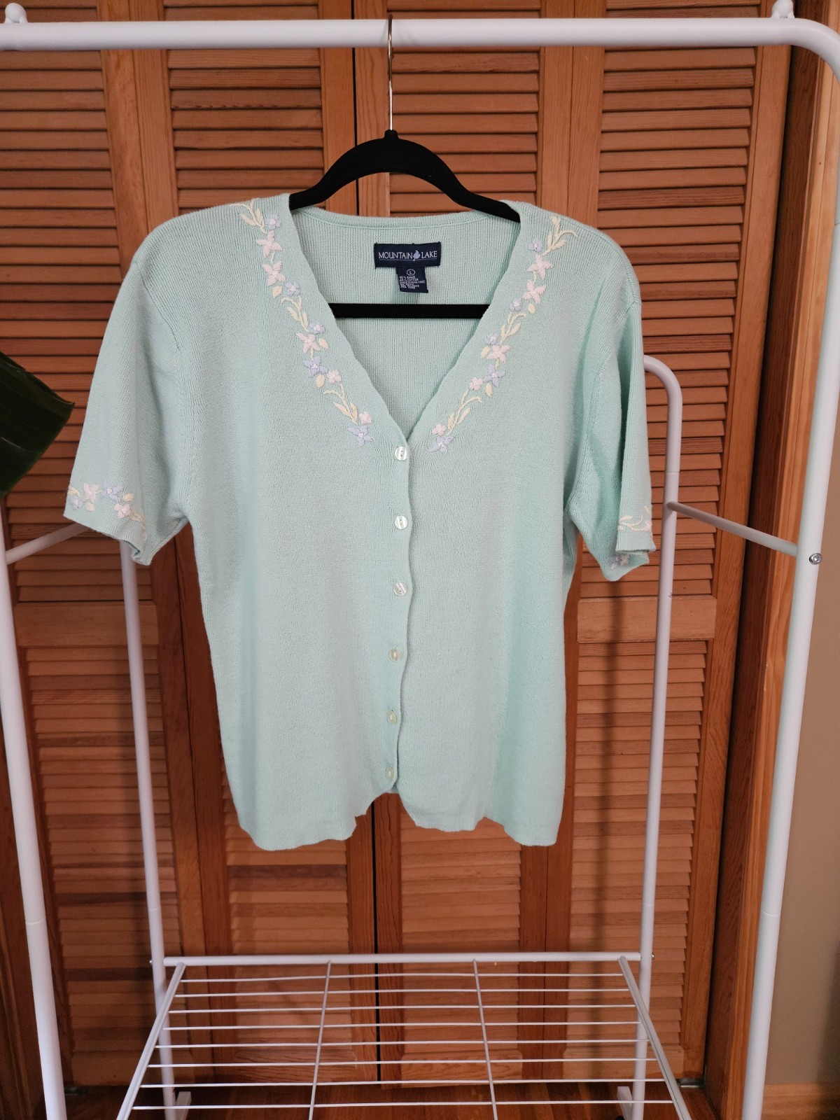 vintage 90s cottagecore embroidered short sleeve cardigan
