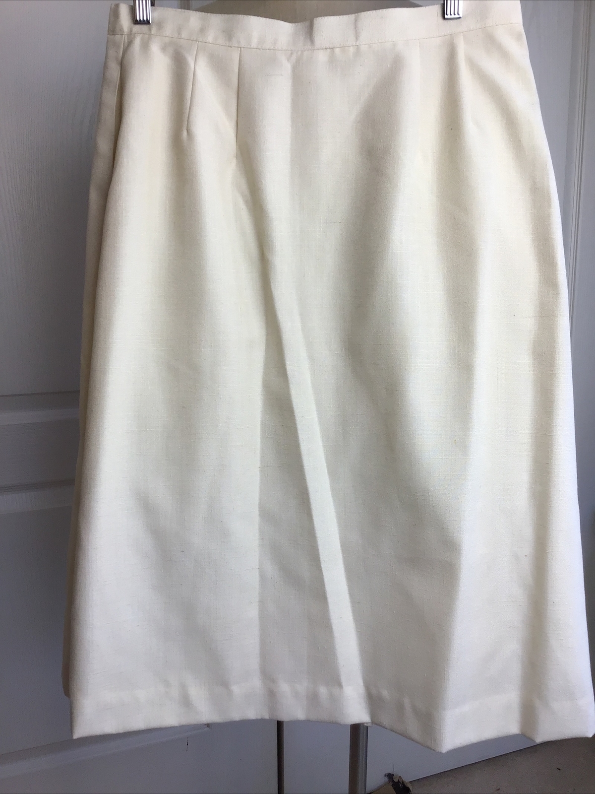 Vintage CBO women’s silk blend cream Lined Pleated Side Button skirt 16