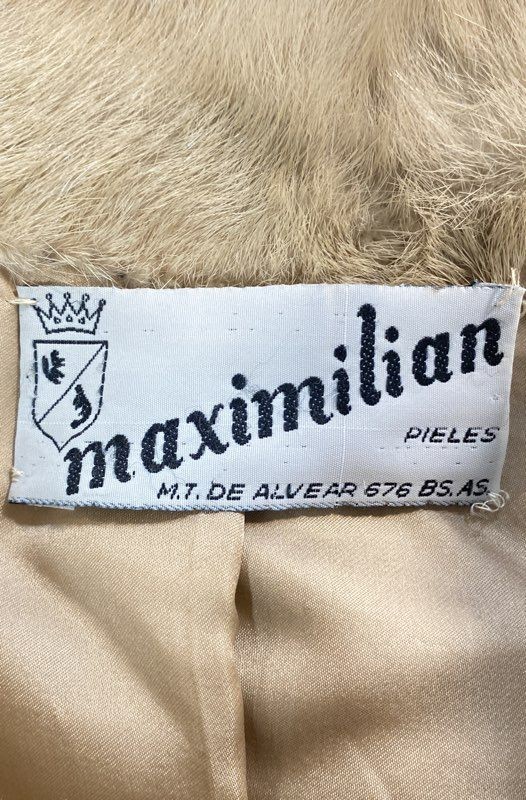 Vintage 80s Maximilian Women’s Cream Mink Fur Striped Paneled Jacket Zip