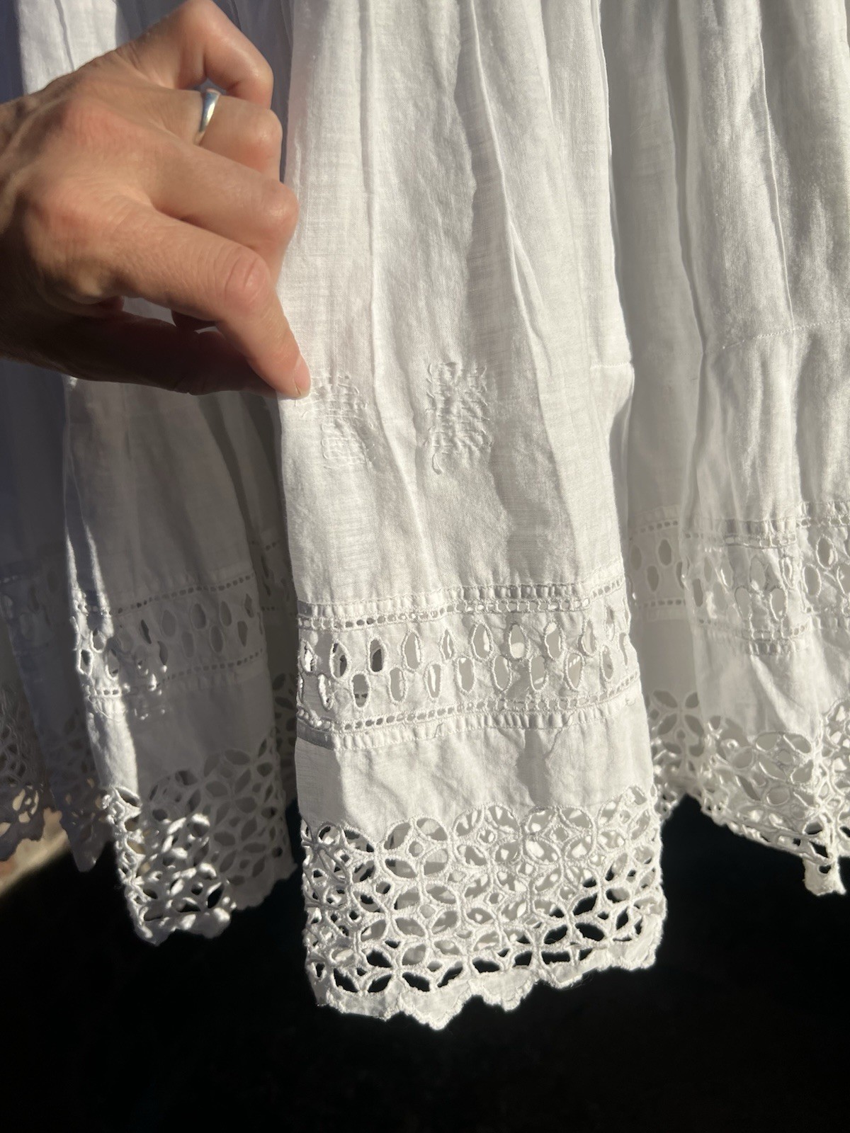Antique Edwardian White Cotton Princess Slip