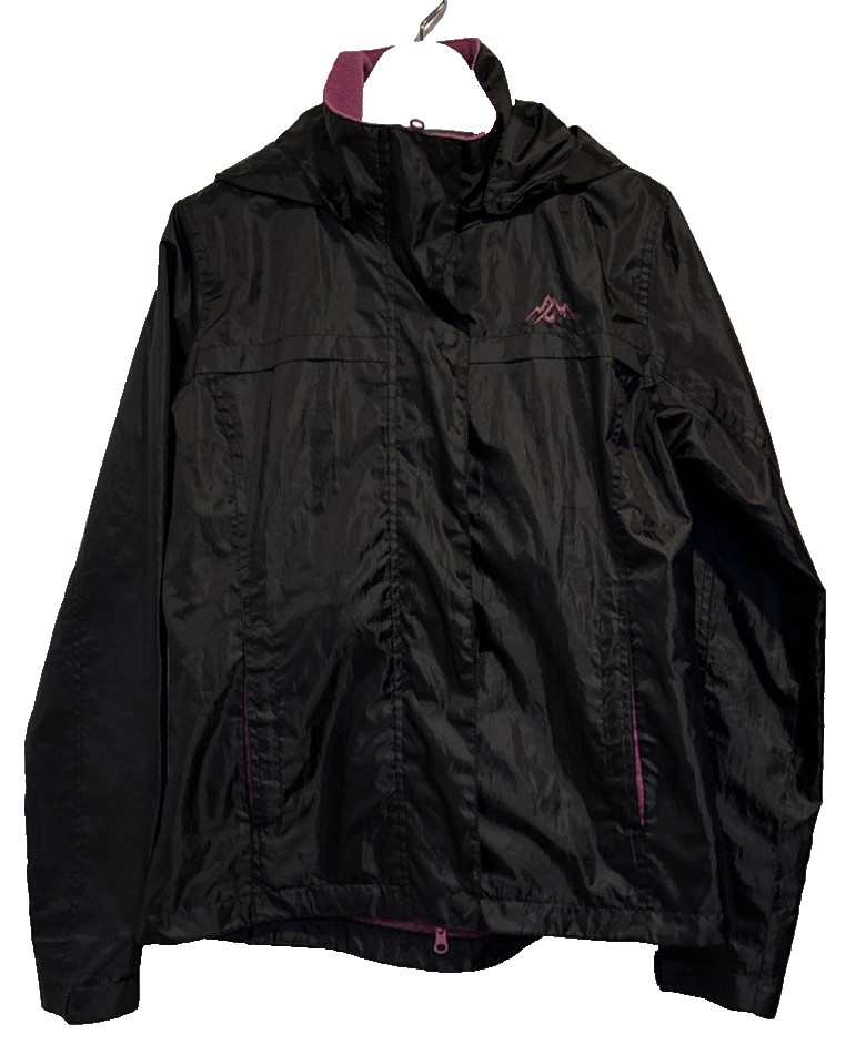 Vintage Womens Winbreaker Jacket Hoodie Black Full Zip Lined Size S Spirit