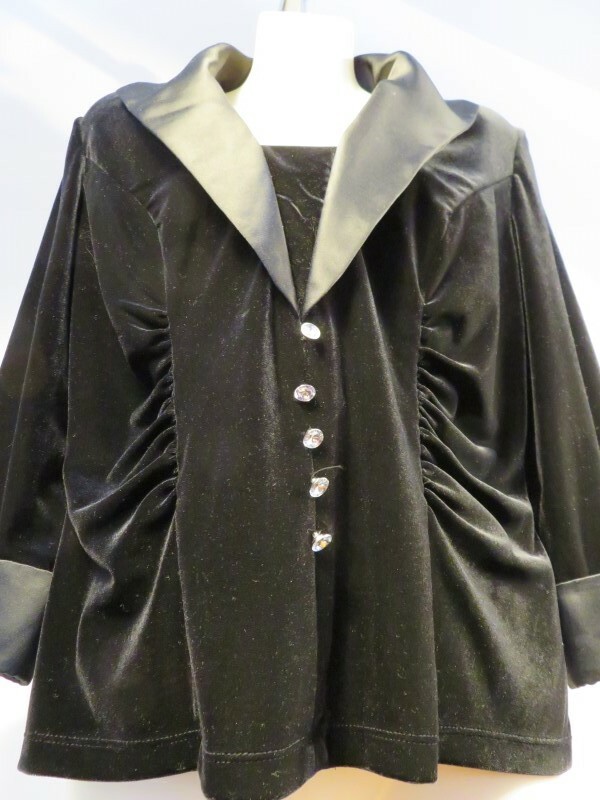 Vintage JR Nites Black Office Velvet Suit Jacket Blouse Top Work Career Goth 12